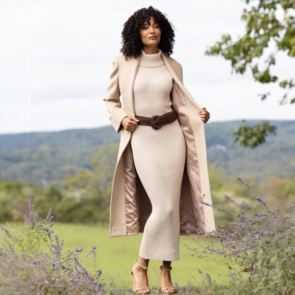 Sofia Cashmere Lara Shawl Collar Princess Coat Women’s Size 12 Camel Hair NWT - Picture 2 of 8